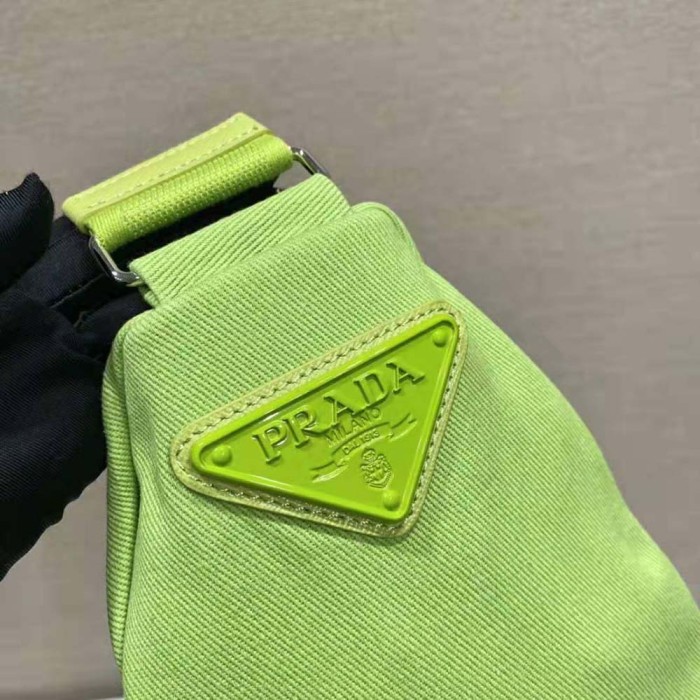 Prada Women Canvas Prada Triangle Bag-Lime