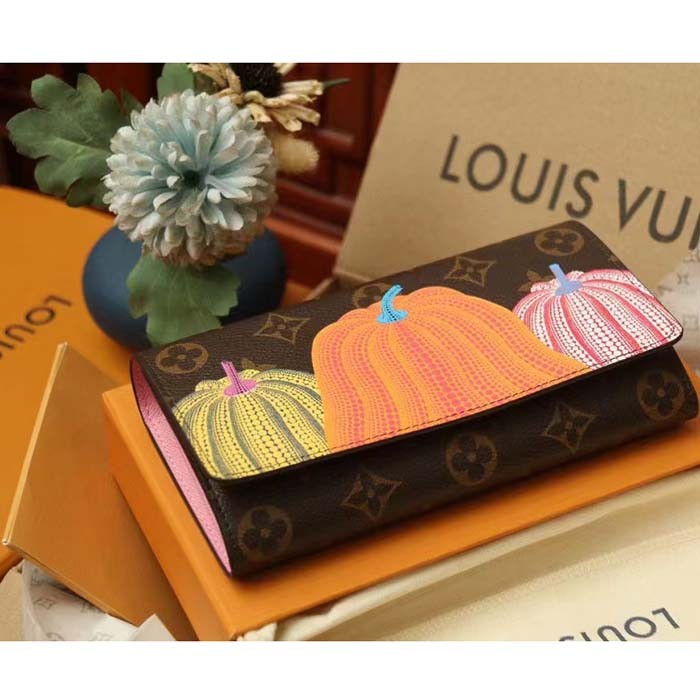 Louis Vuitton Unisex LV x YK Sarah Wallet Monogram Coated Canvas Pumpkin Print