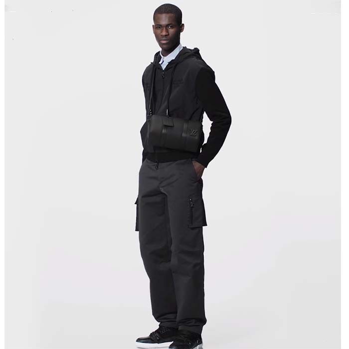 Louis Vuitton Unisex City Keepall Bag Black Aerogram Grained Calf Leather Cowhide M59255