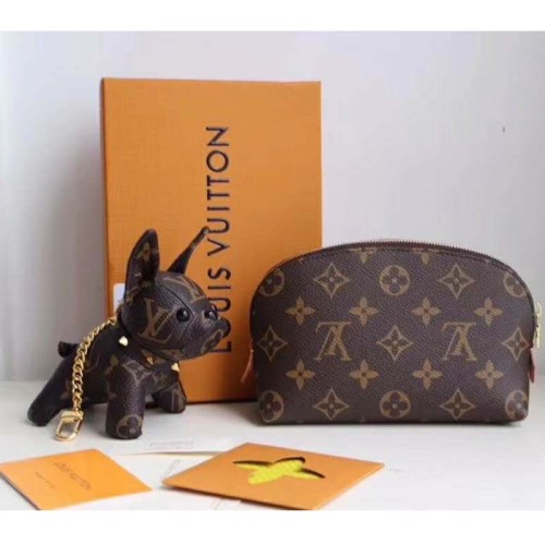 Louis Vuitton LV Women Cosmetic Pouch in Monogram Canvas-Brown
