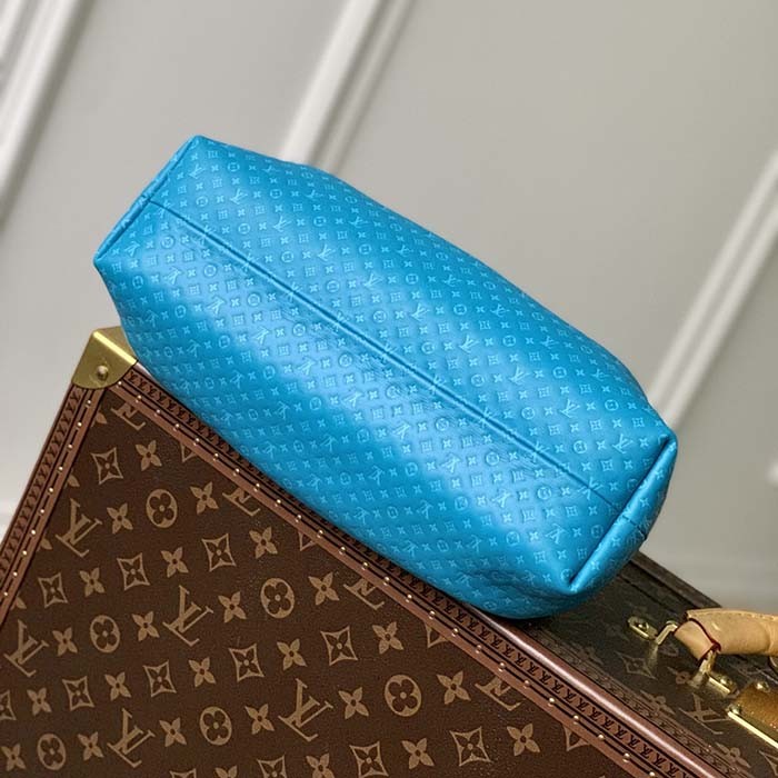 Louis Vuitton LV Women Monogram Clutch Blue Calfskin Leather S-Lock