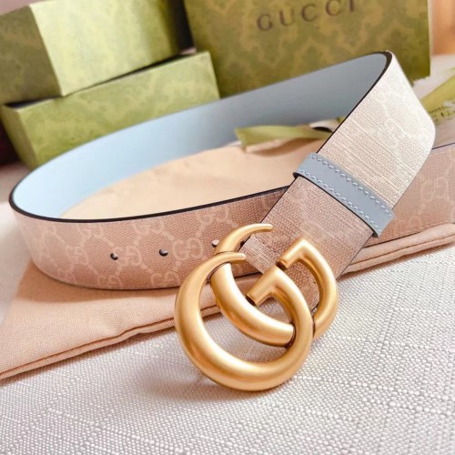 Gucci GG Unisex Marmont Wide Archival Belt Beige White GG Supreme Canvas