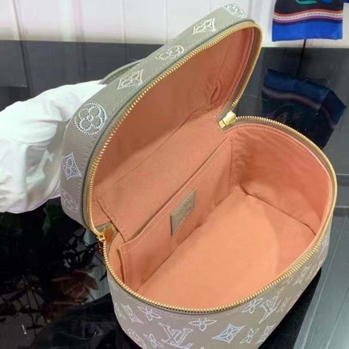 Louis Vuitton LV Women Nice Mini Toiletry Pouch Gray Mahina Perforated Calfskin Leather