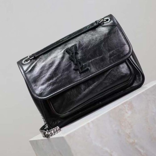 Saint Laurent YSL Women Niki Medium Grained Lamnskin Black