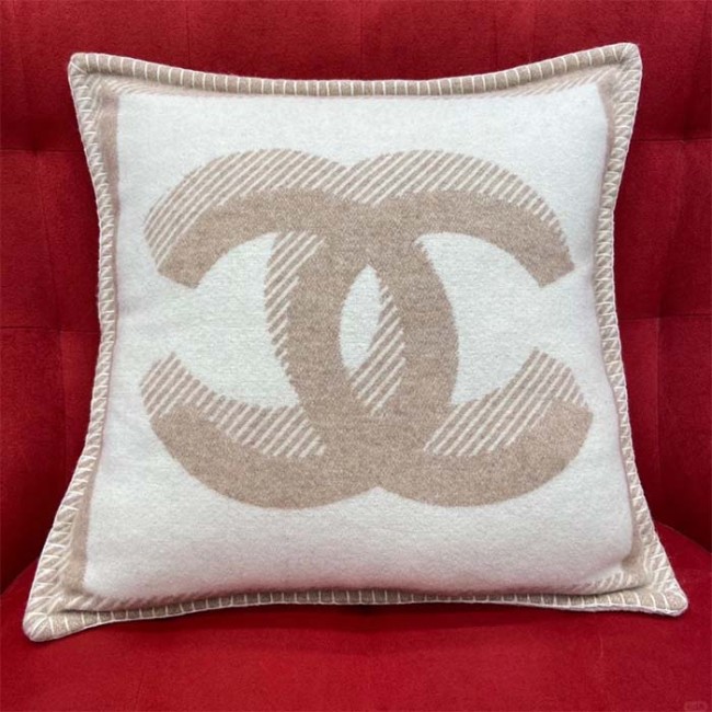 Chanel Unisex CC Cushion Cotton Wool Tweed Beige Sandy Multifunction
