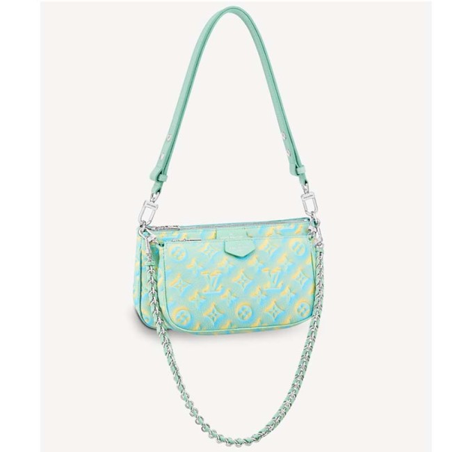 Louis Vuitton LV Women Multi Pochette Accessoires Green Sprayed Embossed Grained Cowhide