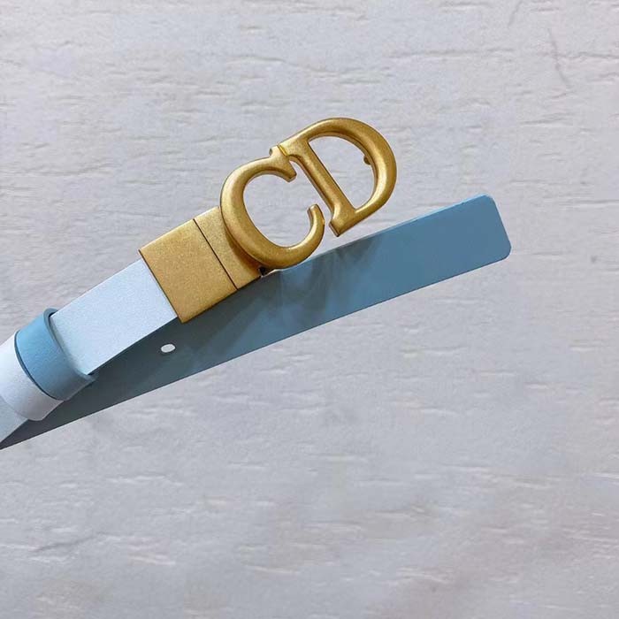 Dior CD Unisex 30 Montaigne Reversible Belt Blue White Smooth Calfskin 20 MM Width