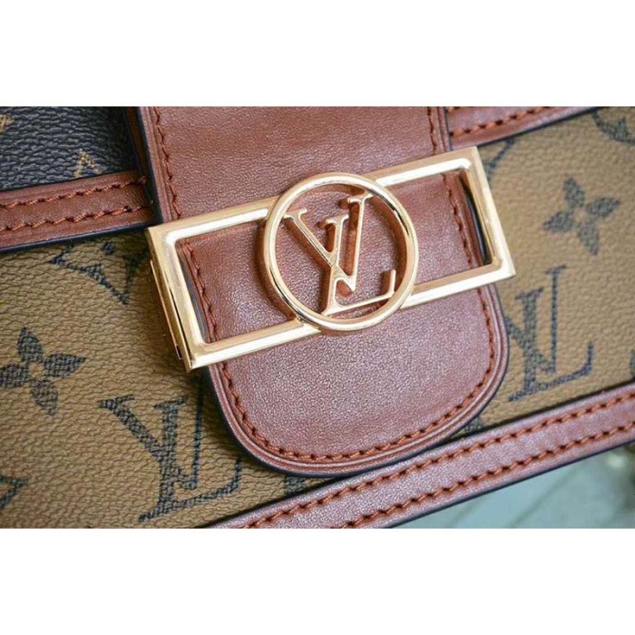 Louis Vuitton LV Women Mini Dauphine Handbag in Monogram Canvas-Brown