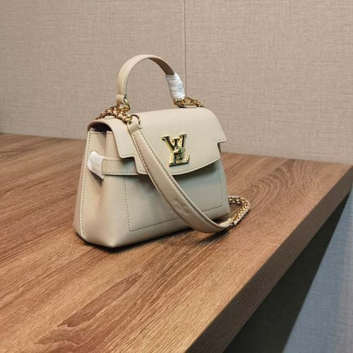 Louis Vuitton LV Women Lockme Ever Mini Handbag Greige Grained Calf Leather