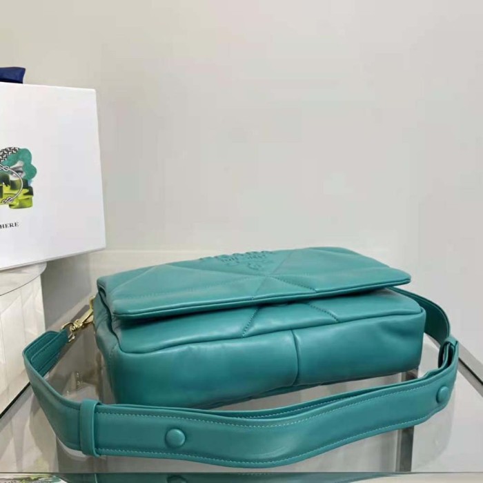 Prada Women Padded Nappa Leather Shoulder Bag-Lime