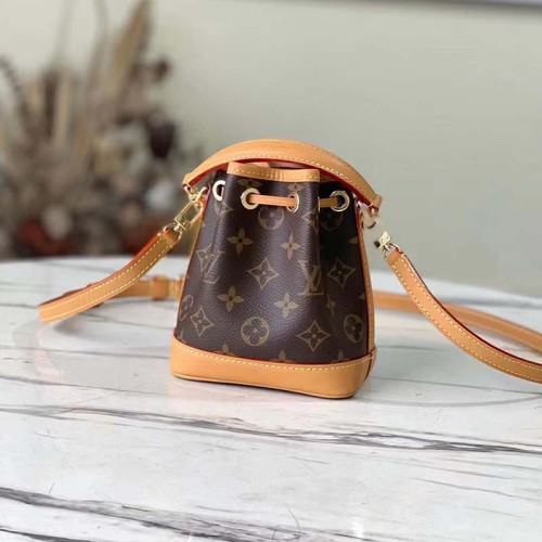 Louis Vuitton LV Women Nano Noé Bucket Bag Monogram Coated Canvas Brown