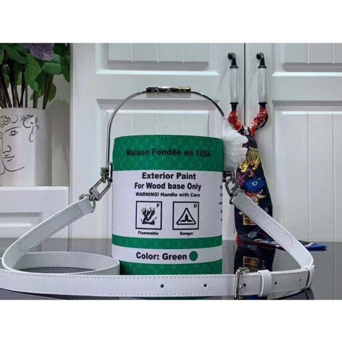 Louis Vuitton Unisex LV Paint Can Green Coated Canvas Cowhide Leather