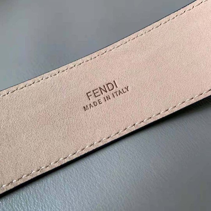 Fendi Men White Leather Belt