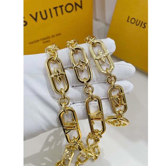 Louis Vuitton Women My LV Chain Belt Adjustable Metal Gold-Color Finish Monogram Flowers