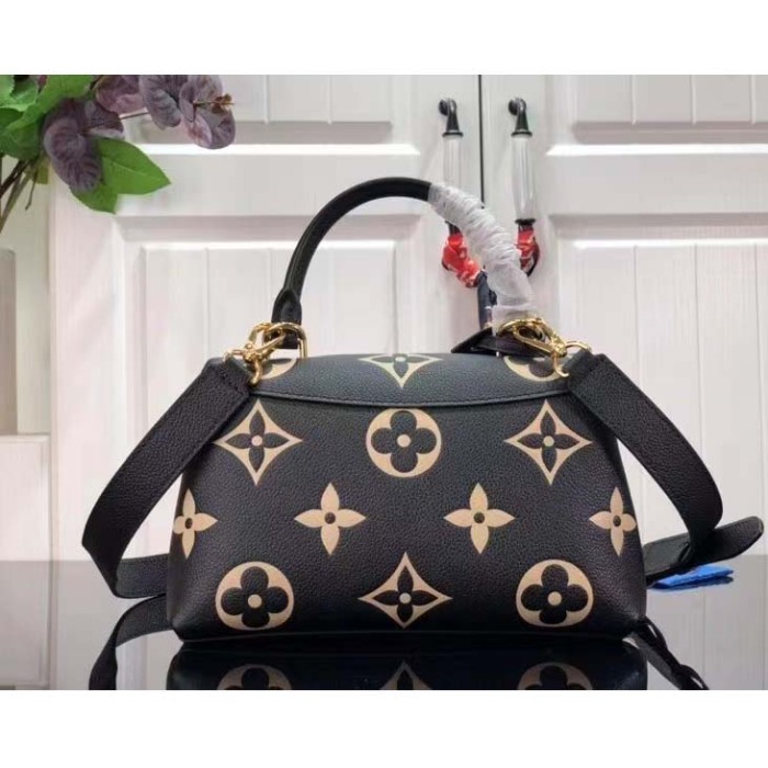 Louis Vuitton LV Women Madeleine BB Handbag Black Beige Embossed Grained Cowhide Leather
