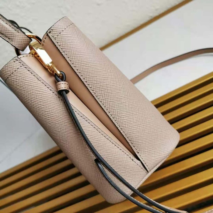 Prada Women Small Saffiano Leather Prada Panier Bag-Sandy