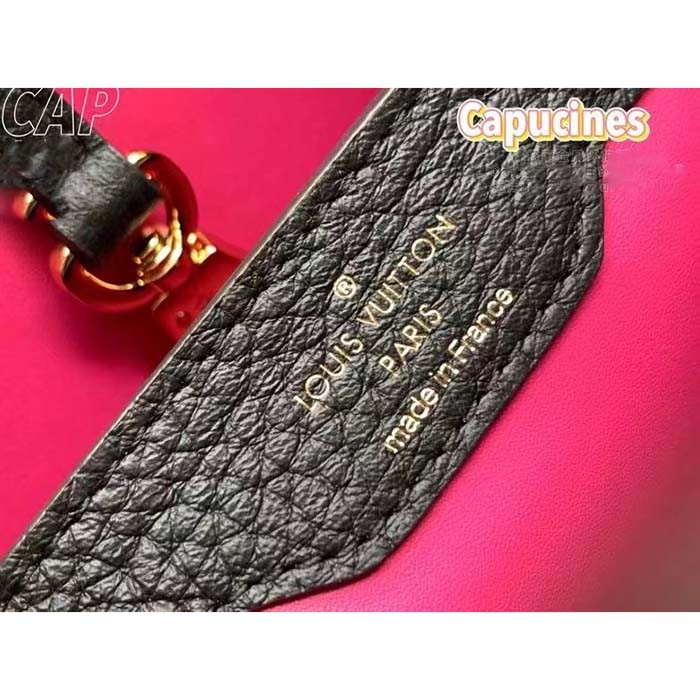 Louis Vuitton LV Women Capucines BB Handbag Black Taurillon Cowhide Leather Gold-Color Hardware