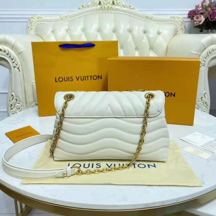 Louis Vuitton LV Women New Wave Chain Bag Handbag White Smooth Cowhide Leather