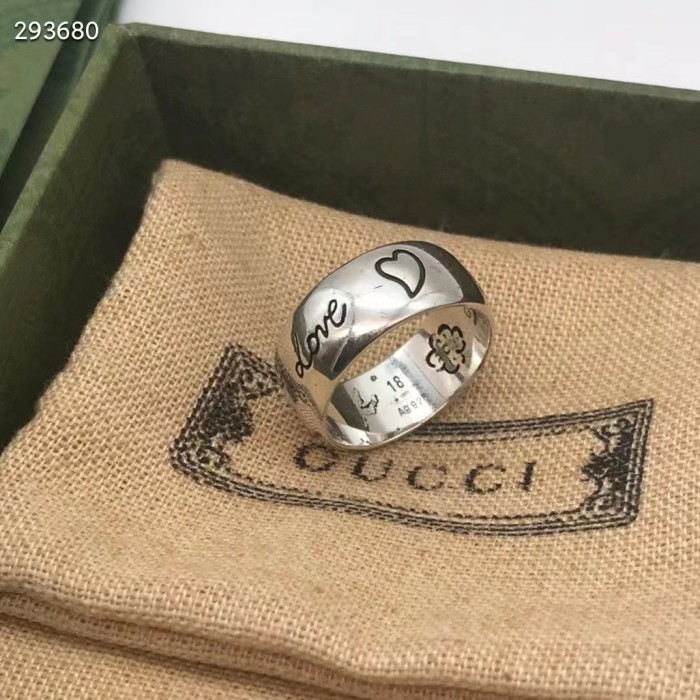 Gucci Unisex Blind For Love Silver Eye Hearts Birds Flowers Interlocking G 925 Sterling Silver