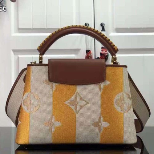 Louis Vuitton LV Women Capucines BB Handbag Yellow Smooth Calfskin and Embroidered Canvas