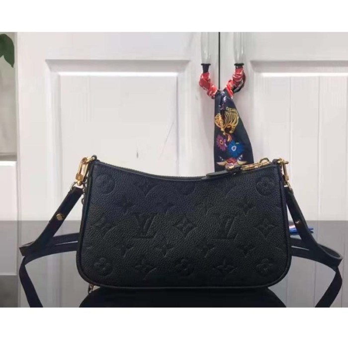 Louis Vuitton LV Women Easy Pouch On Strap Black Monogram Supple Grained Cowhide