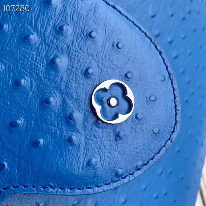 Louis Vuitton LV Women Capucines Mini Menthe Blue Goatskin Ostrich Leather Monogram Flower