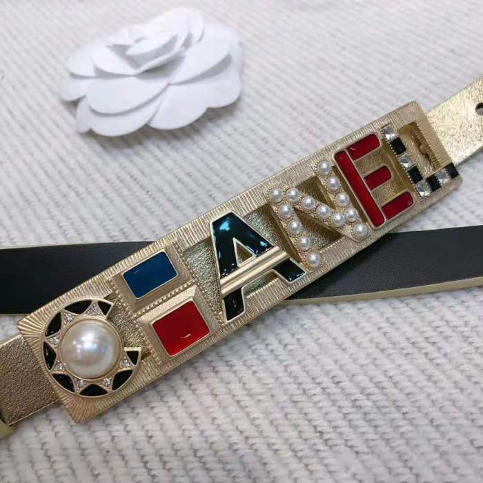 Chanel Women Goatskin & Gold-Tone Metal Belt-Gold