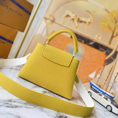 Louis Vuitton LV Women Capucines BB Handbag Yellow Taurillon Leather