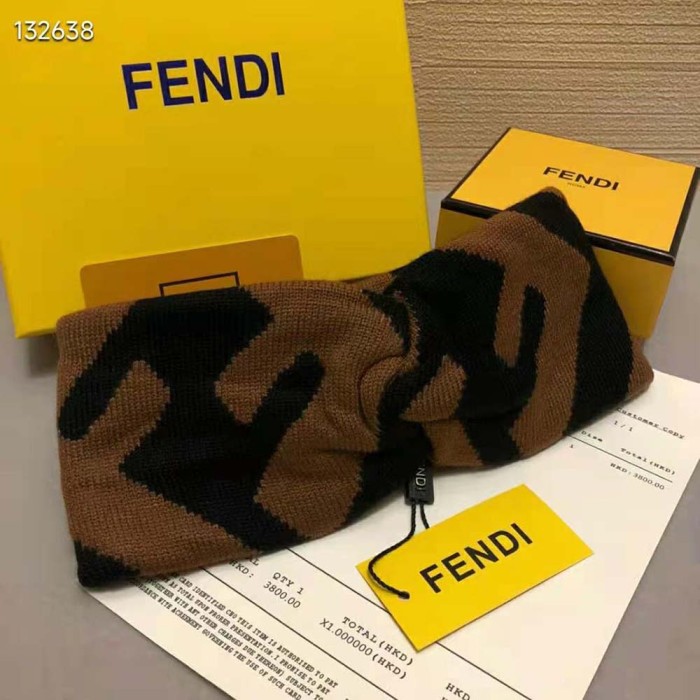 Fendi Women FF Band Multicolor Wool and Viscose Band