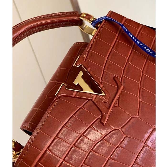 Louis Vuitton LV Women Capucines BB Red Brilliant Alligator Leather N93992