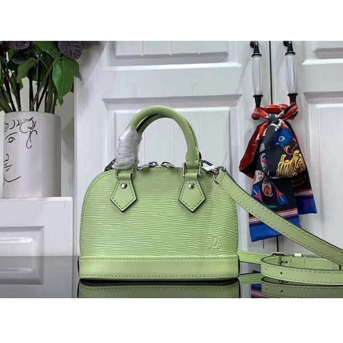 Louis Vuitton LV Women Nano Alma Handbag Vert Noto Green Epi Grained Cowhide Leather