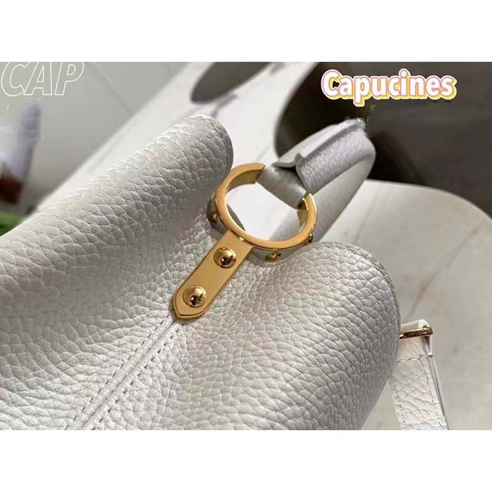 Louis Vuitton LV Women Capucines BB Handbag Snow White Taurillon Cowhide Leather