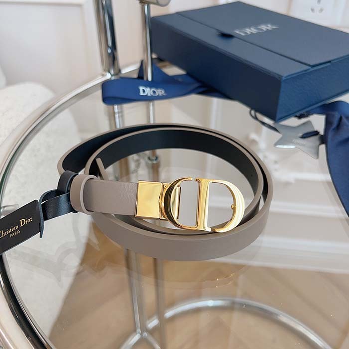 Dior CD Unisex 30 Montaigne Reversible Belt Hazelnut Black Smooth Calfskin 20 MM Width