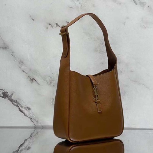 Saint Laurent YSL Women LE 5 À 7 Supple Small Grained Brown Leather