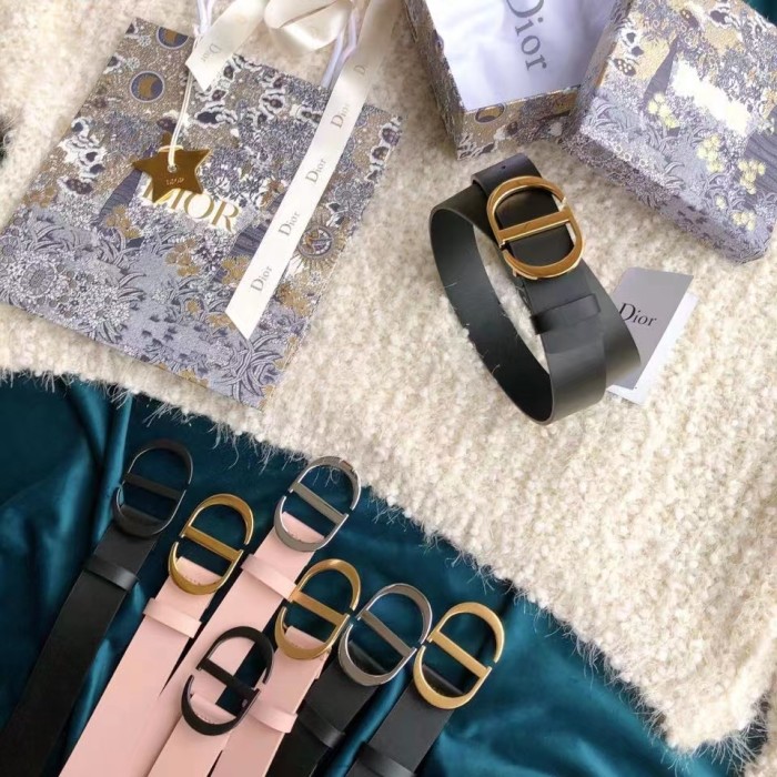 Dior CD Women 30 Montaigne Belt Black Smooth Calfskin 35 MM Width