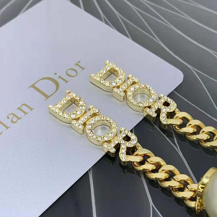 Dior Women Tribales Earrings Gold-Finish Metal with White Resin Pearls