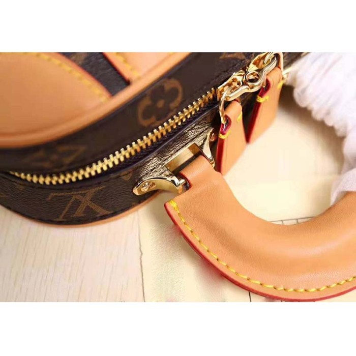 Louis Vuitton LV Women Valisette BB Handbag in Monogram Canvas with Natural Cowhide Leather-Brown