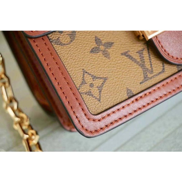 Louis Vuitton LV Women Mini Dauphine Handbag in Monogram Canvas-Brown