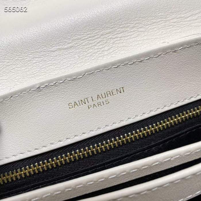 Saint Laurent YSL Women Toy Loulou Quilted Leather White Calfskin Leather Brass