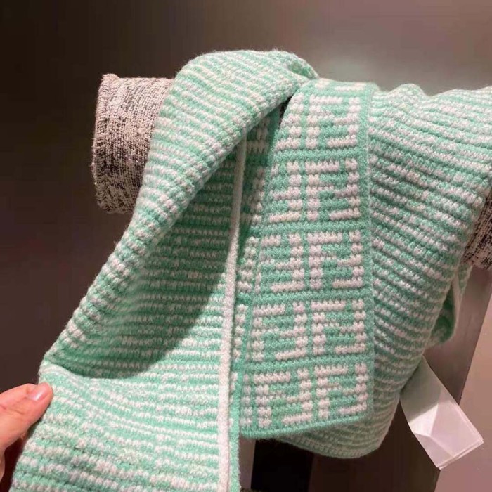 Fendi Women FF Scarf Mint Green Cashmere Scarf