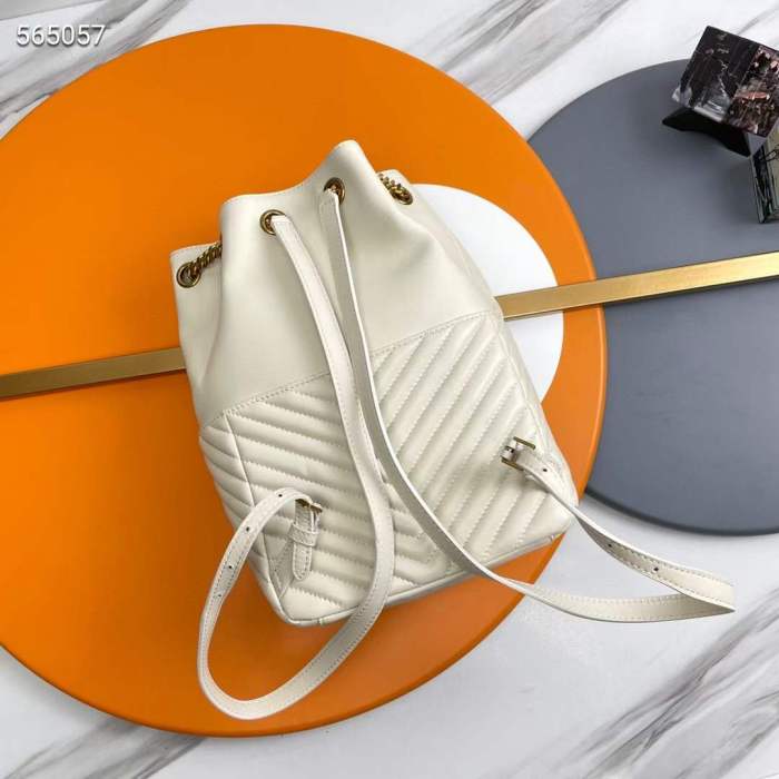 Saint Laurent YSL Women Joe Backpack Lambskin White Leather