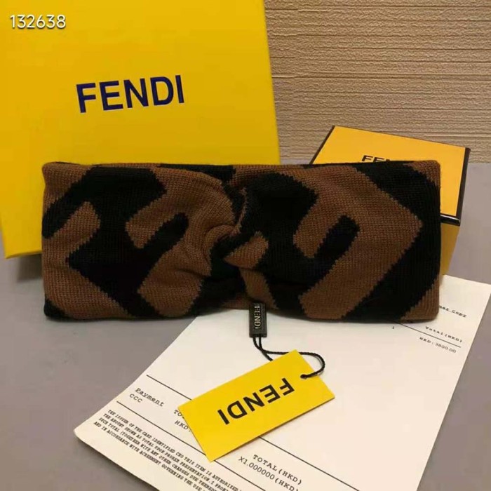 Fendi Women FF Band Multicolor Wool and Viscose Band