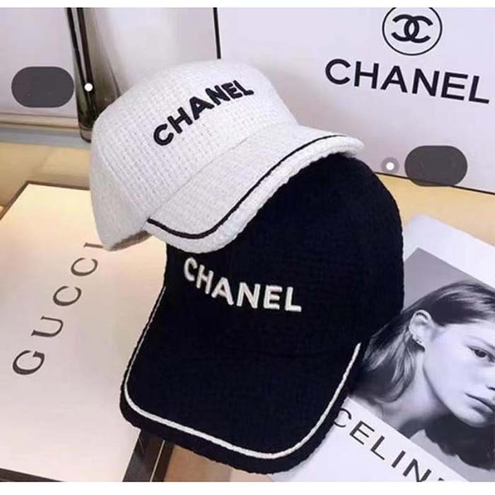 Chanel Unisex CC One Size Black White Cotton Hat