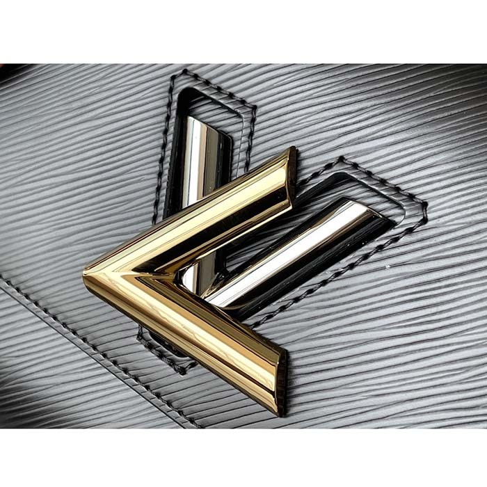 Louis Vuitton LV Women Twist MM Handbag Black Epi Grained Smooth Cowhide Leather