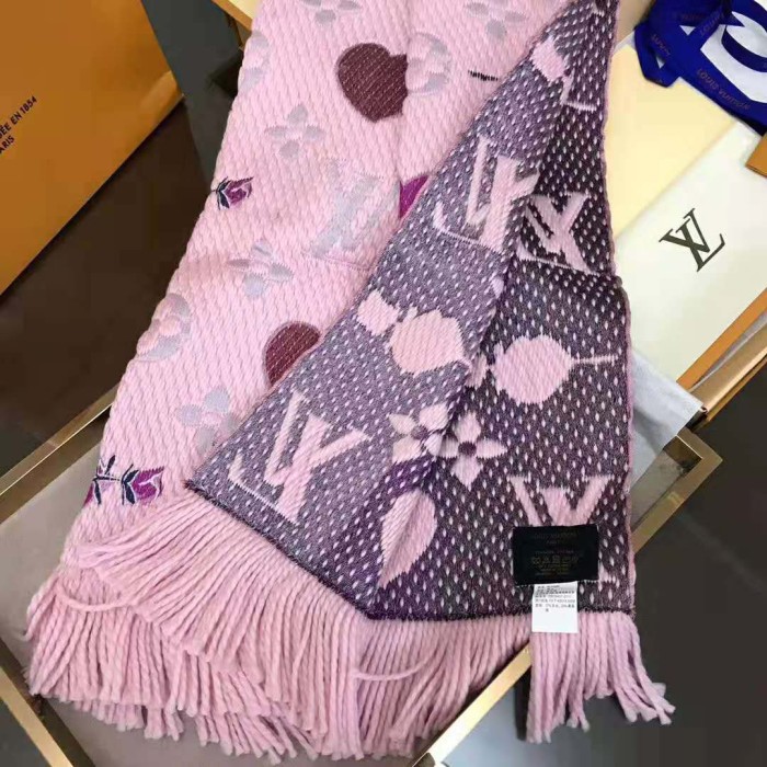 Louis Vuitton LV Women Logomania A La Folie Scarf with Silk Wool-Pink