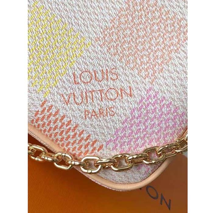 Louis Vuitton LV Women Pochette Accessoires Peach Pink Damier Coated Canvas N40642