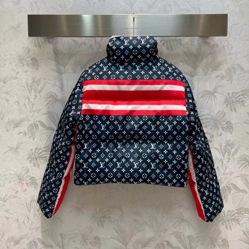 Louis Vuitton LV Women Tricolor Monogram Puffer Jacket Polyamide Navy Red