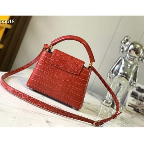 Louis Vuitton LV Women Capucines BB Red Brilliant Alligator Leather N93992
