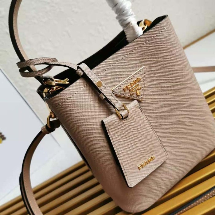Prada Women Small Saffiano Leather Prada Panier Bag-Sandy
