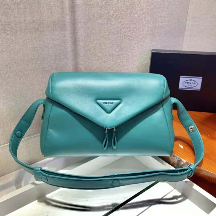 Prada Women Padded Nappa Leather Prada Signaux Bag-Lime